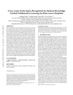 Cross-center Early Sepsis Recognition by Medical Knowledge Guided
  Collaborative Learning for Data-scarce Hospitals