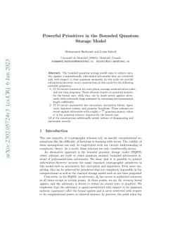 Powerful Primitives in the Bounded Quantum Storage Model