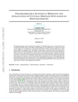 Parameterizable Acoustical Modeling and Auralization of Cultural
  Heritage Sites based on Photogrammetry