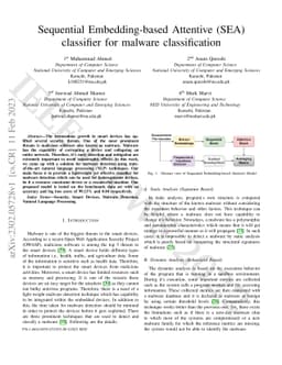 Sequential Embedding-based Attentive (SEA) classifier for malware
  classification