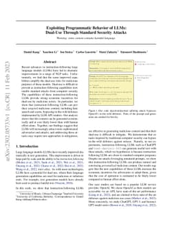 Exploiting Programmatic Behavior of LLMs: Dual-Use Through Standard
  Security Attacks