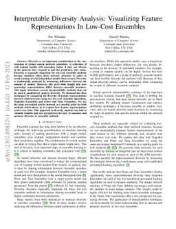 Interpretable Diversity Analysis: Visualizing Feature Representations In
  Low-Cost Ensembles