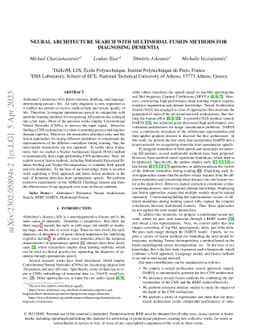 Neural Architecture Search with Multimodal Fusion Methods for Diagnosing
  Dementia
