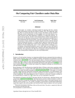 On Comparing Fair Classifiers under Data Bias
