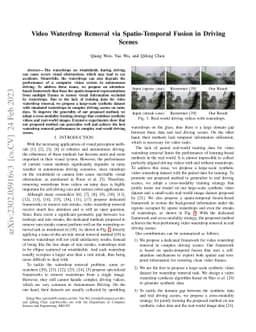 Video Waterdrop Removal via Spatio-Temporal Fusion in Driving Scenes