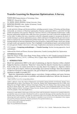 Transfer Learning for Bayesian Optimization: A Survey