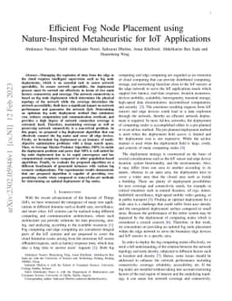 Efficient Fog Node Placement using Nature-Inspired Metaheuristic for IoT
  Applications