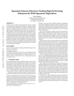 Quantum Neuron Selection: Finding High Performing Subnetworks With
  Quantum Algorithms