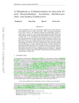 A Theoretical Understanding of Shallow Vision Transformers: Learning,
  Generalization, and Sample Complexity