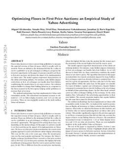 Optimizing Floors in First Price Auctions: an Empirical Study of Yahoo
  Advertising