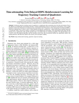 Time-attenuating Twin Delayed DDPG Reinforcement Learning for Trajectory
  Tracking Control of Quadrotors