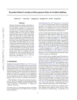 Byzantine-Robust Learning on Heterogeneous Data via Gradient Splitting