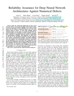 Reliability Assurance for Deep Neural Network Architectures Against
  Numerical Defects