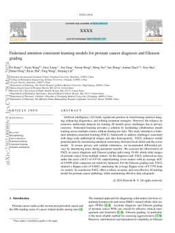 Federated attention consistent learning models for prostate cancer
  diagnosis and Gleason grading