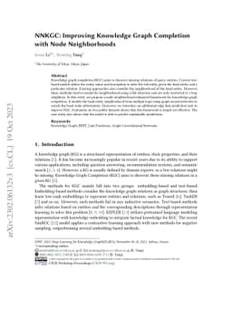 NNKGC: Improving Knowledge Graph Completion with Node Neighborhoods