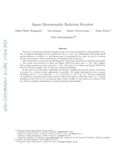 Sparse Dimensionality Reduction Revisited