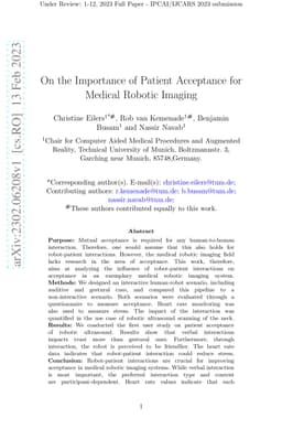 On the Importance of Patient Acceptance for Medical Robotic Imaging
