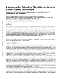 A Neuromorphic Dataset for Object Segmentation in Indoor Cluttered
  Environment
