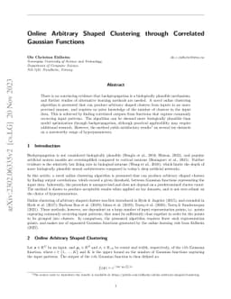 Online Arbitrary Shaped Clustering through Correlated Gaussian Functions