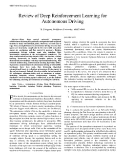 Review of Deep Reinforcement Learning for Autonomous Driving