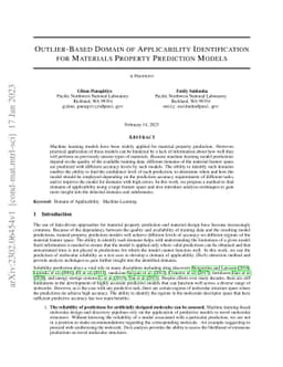 Outlier-Based Domain of Applicability Identification for Materials
  Property Prediction Models