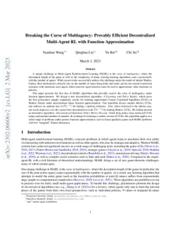 Breaking the Curse of Multiagency: Provably Efficient Decentralized
  Multi-Agent RL with Function Approximation