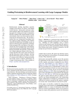 Guiding Pretraining in Reinforcement Learning with Large Language Models