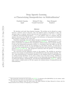 Swap Agnostic Learning, or Characterizing Omniprediction via
  Multicalibration