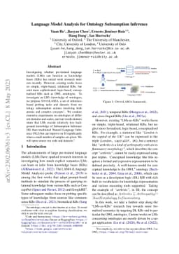 Language Model Analysis for Ontology Subsumption Inference