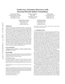ComLittee: Literature Discovery with Personal Elected Author Committees