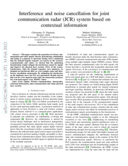 Interference and noise cancellation for joint communication radar (JCR)
  system based on contextual information