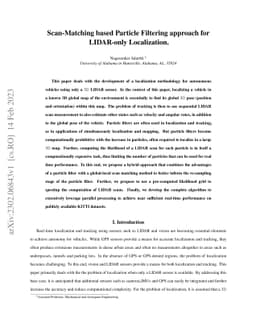 Scan-Matching based Particle Filtering approach for LIDAR-only
  Localization