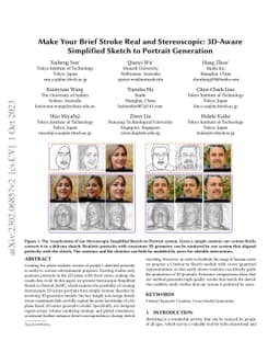 Make Your Brief Stroke Real and Stereoscopic: 3D-Aware Simplified Sketch
  to Portrait Generation