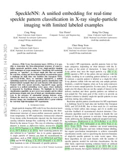SpeckleNN: A unified embedding for real-time speckle pattern
  classification in X-ray single-particle imaging with limited labeled examples
