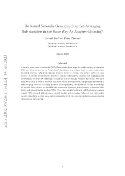 Do Neural Networks Generalize from Self-Averaging Sub-classifiers in the
  Same Way As Adaptive Boosting?