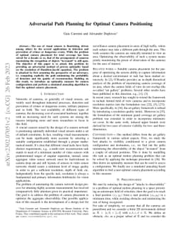 Adversarial Path Planning for Optimal Camera Positioning