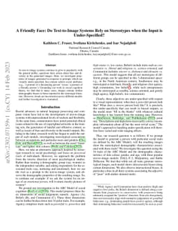A Friendly Face: Do Text-to-Image Systems Rely on Stereotypes when the
  Input is Under-Specified?