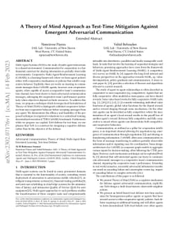 A Theory of Mind Approach as Test-Time Mitigation Against Emergent
  Adversarial Communication