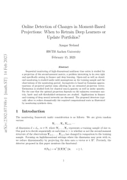 Online Detection of Changes in Moment-Based Projections: When to Retrain
  Deep Learners or Update Portfolios?