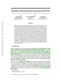 Bounding Training Data Reconstruction in DP-SGD
