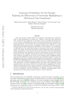 Generation Probabilities Are Not Enough: Exploring the Effectiveness of
  Uncertainty Highlighting in AI-Powered Code Completions