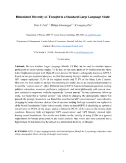 Diminished Diversity-of-Thought in a Standard Large Language Model