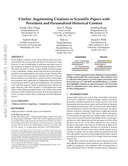 CiteSee: Augmenting Citations in Scientific Papers with Persistent and
  Personalized Historical Context