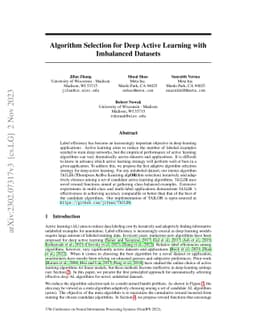 Algorithm Selection for Deep Active Learning with Imbalanced Datasets