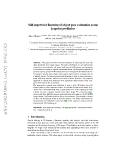 Self-supervised learning of object pose estimation using keypoint
  prediction