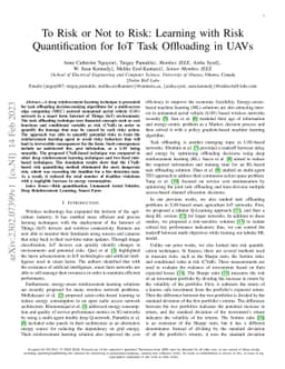 To Risk or Not to Risk: Learning with Risk Quantification for IoT Task
  Offloading in UAVs