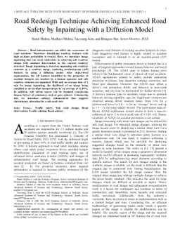 Road Redesign Technique Achieving Enhanced Road Safety by Inpainting
  with a Diffusion Model