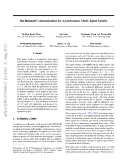On-Demand Communication for Asynchronous Multi-Agent Bandits
