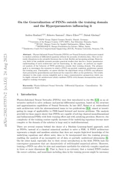 On the Generalization of PINNs outside the training domain and the
  Hyperparameters influencing it