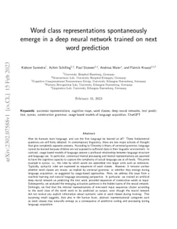 Word class representations spontaneously emerge in a deep neural network
  trained on next word prediction